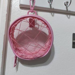 STEVE MADDEN Small Mini See Thru Pink Quilted Clip On Purse Coin Purse Mini Bag